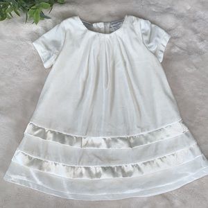 Koala Kids Ivory Velveteen Baby Girl Dress 6M Satin Trim EUC